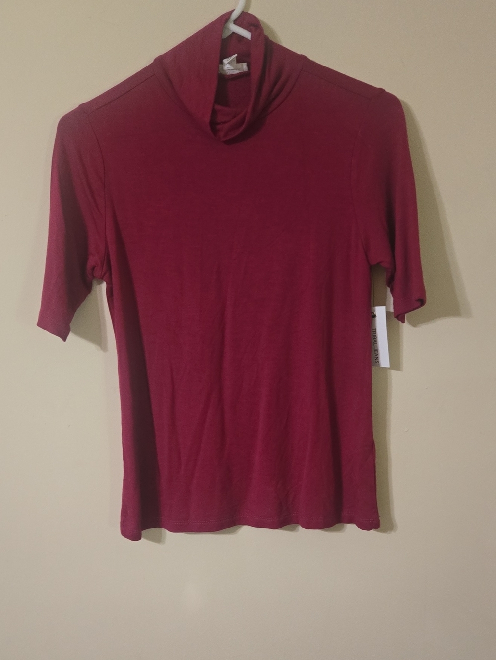 Short-Sleeve Burgundy Turtleneck Tee